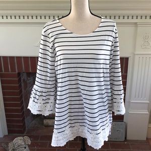 Blue and white striped tunic